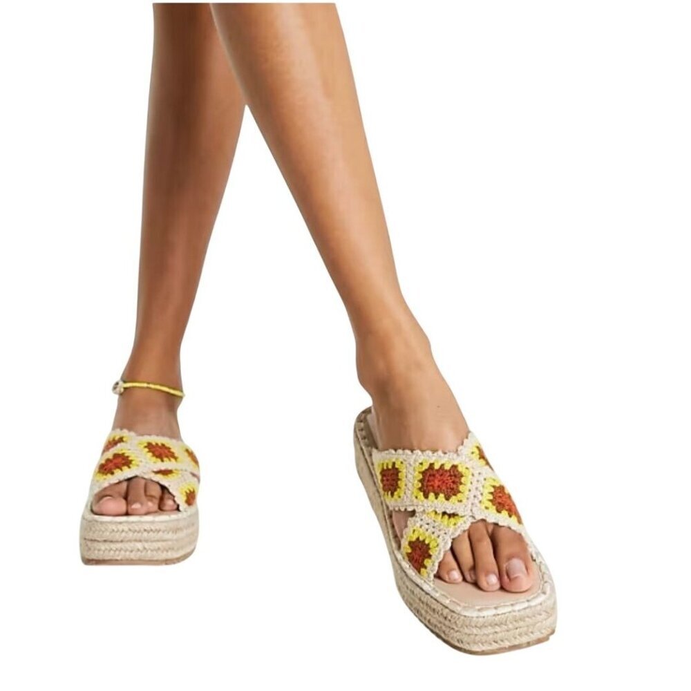 ASOS Design Jazlyn Flatform Crochet Mule Sandal size 7